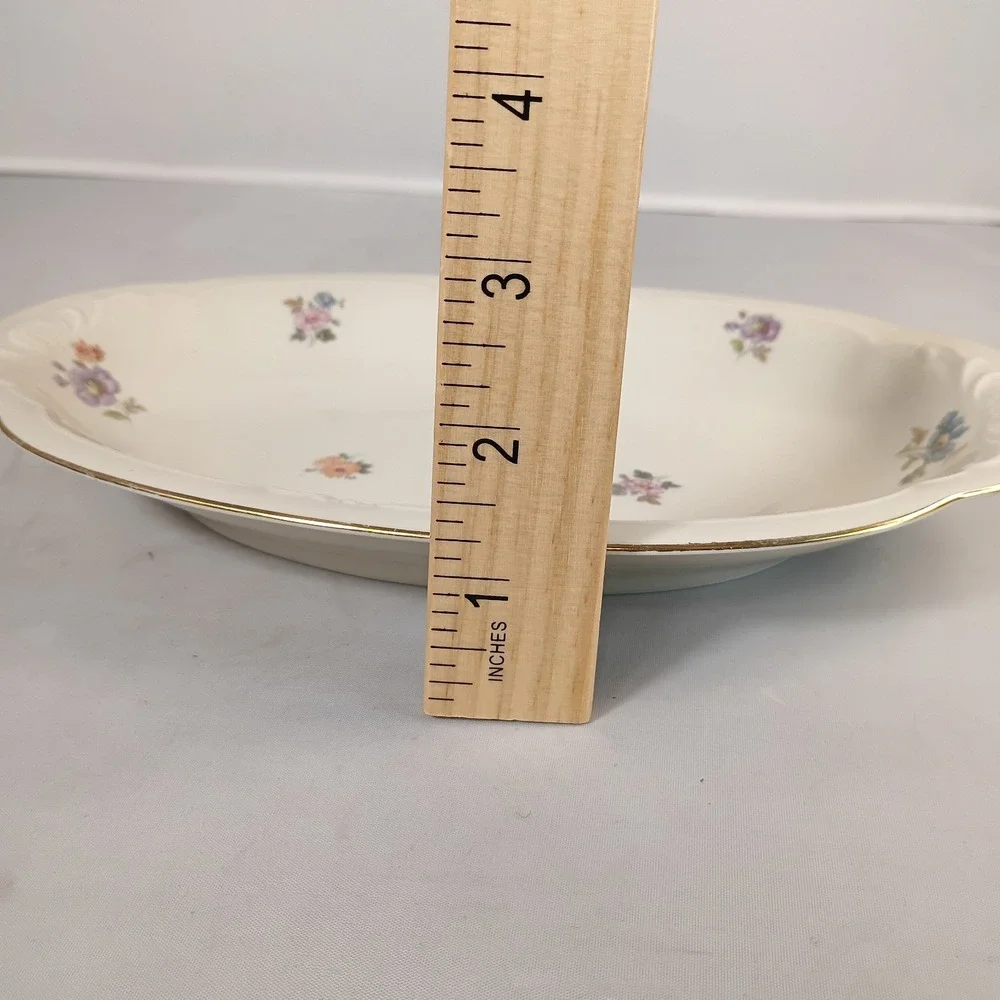 VTG Royal Bayreuth Royal Tettau Germany U.S. Zone Cream Floral Oval Serving Dish
